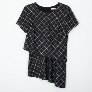 Anthropologie Bailey 44‎ Anaretta Asymmetrical Tiered Plaid Top Womens Medium